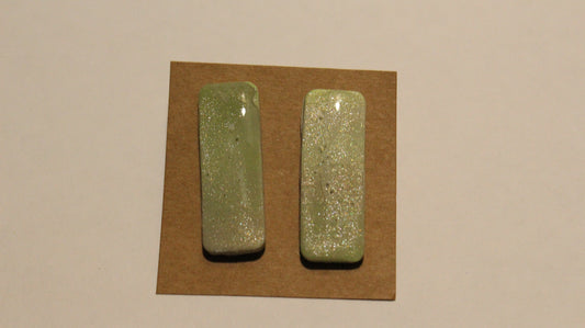 Mint Shimmer Rectangle Stud Earrings
