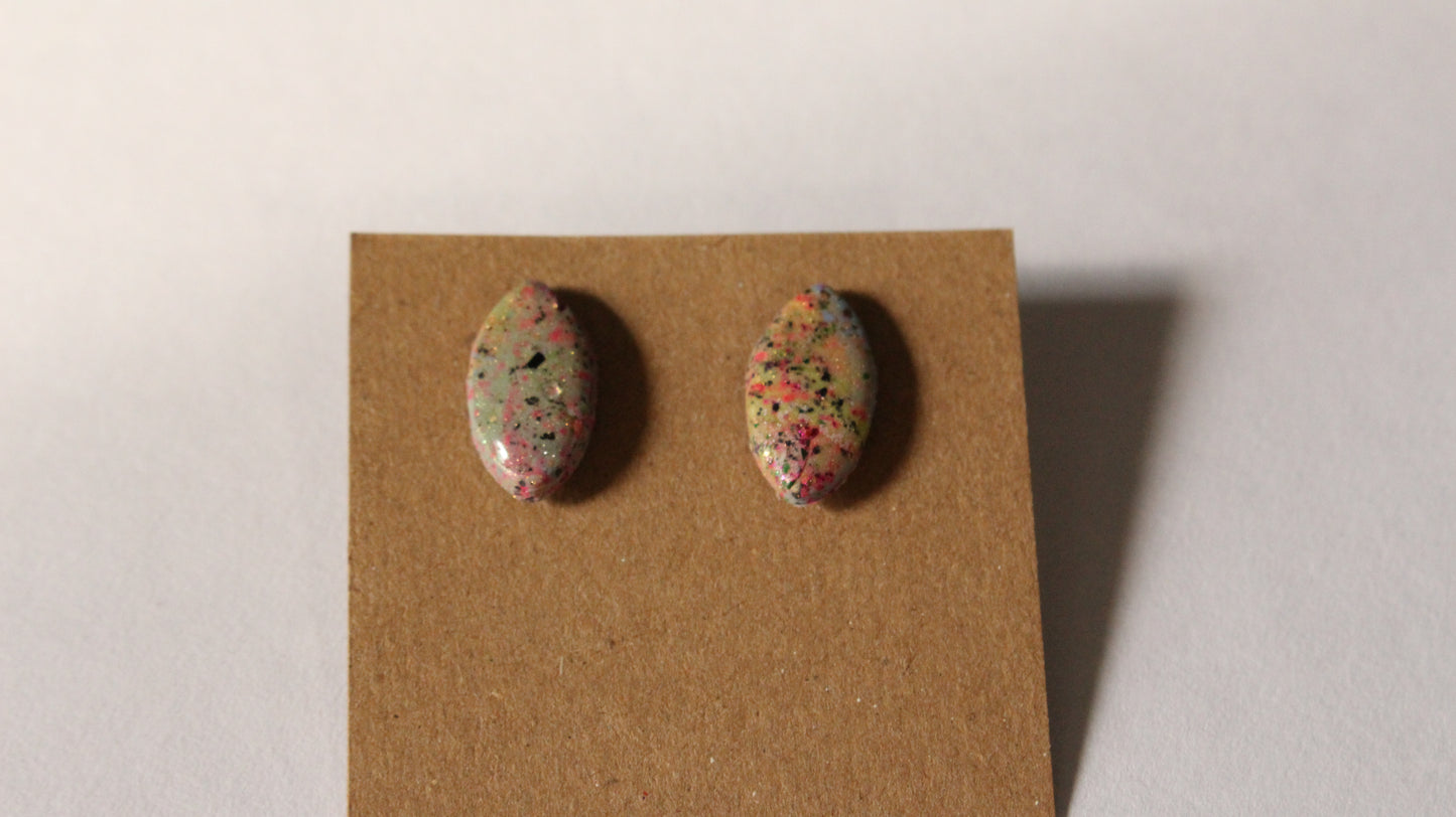 Color Splash Oval Stud Earrings – Handcrafted Statement Jewelry