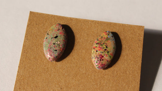 Color Splash Oval Stud Earrings – Handcrafted Statement Jewelry