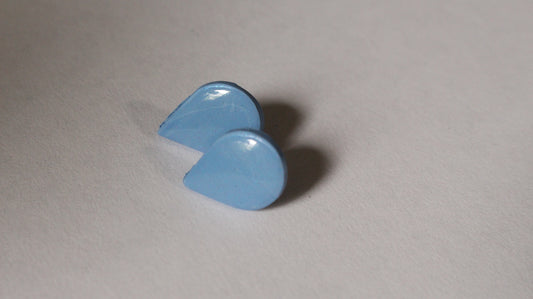 Blue Raindrop Stud Earrings – Minimalist Polymer Clay Jewelry
