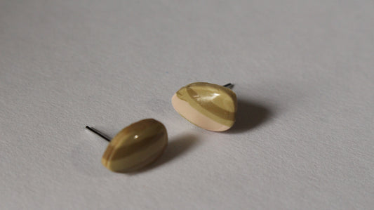 Earthy Chic: Handmade Beige & Cream Swirl Stud Earrings