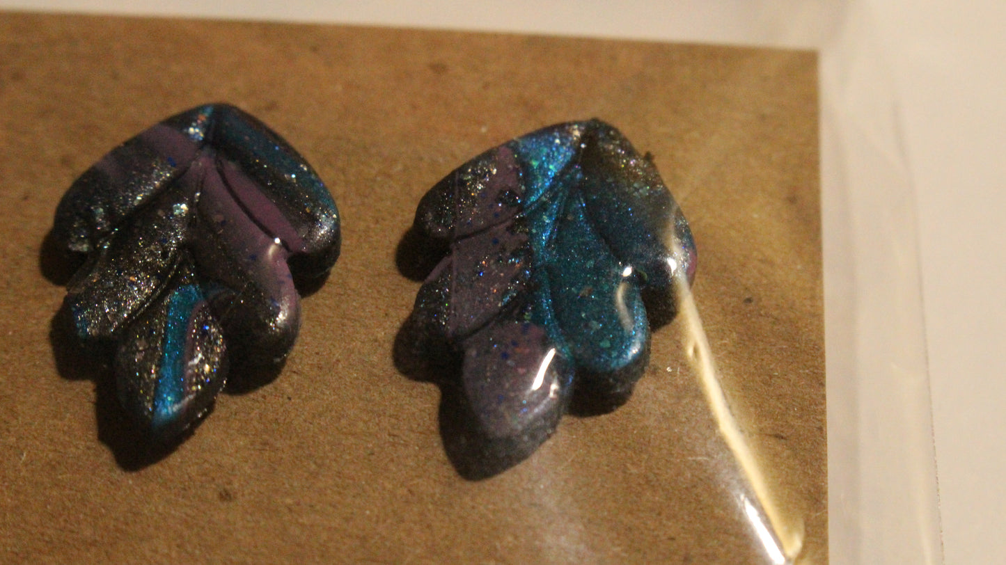 Enchanted Twilight Leaf Studs