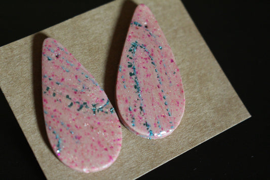 Blush Confetti Teardrop Earrings – Handcrafted Pink Sparkle Statement