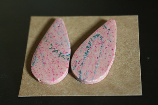 Blush Confetti Teardrop Earrings – Handcrafted Pink Sparkle Statement
