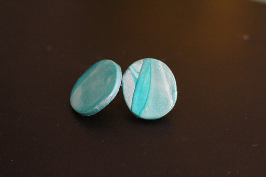Aqua Dream Round Stud Earrings