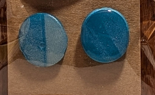Aqua Wave Round Stud Earrings