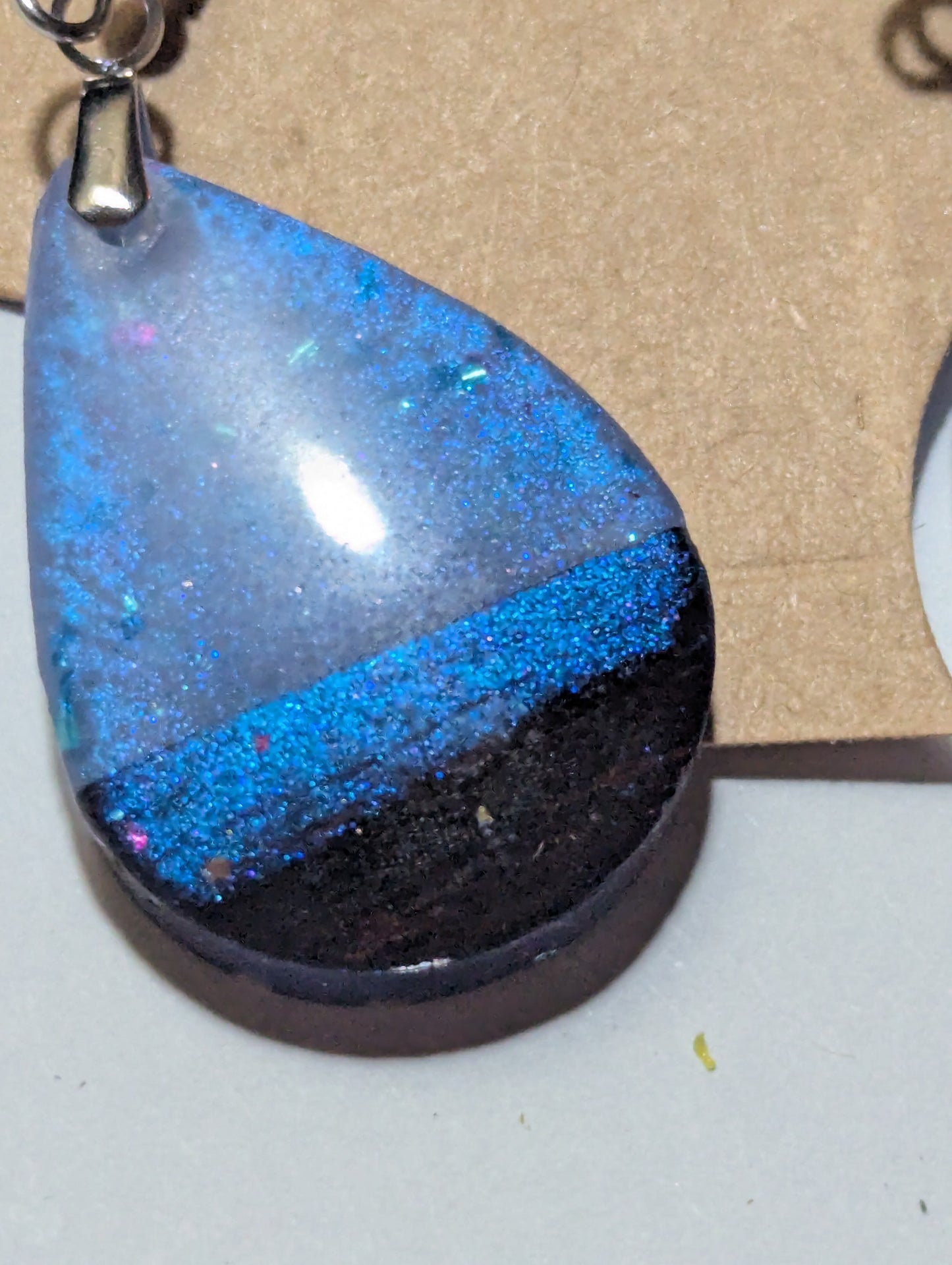 Iridescent Ocean Night Teardrop Earrings