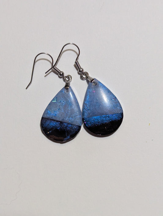 Iridescent Ocean Night Teardrop Earrings