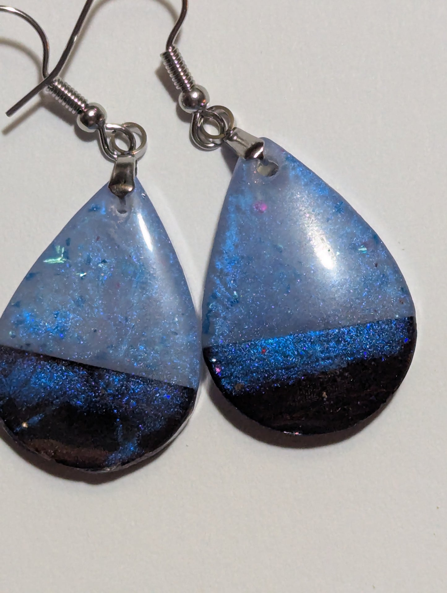 Iridescent Ocean Night Teardrop Earrings