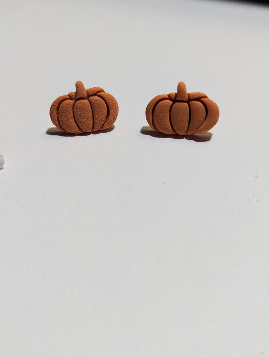 Pumpkin Spice Handmade Stud Earrings – Cute Fall Polymer Clay Jewelry, Autumn Gift