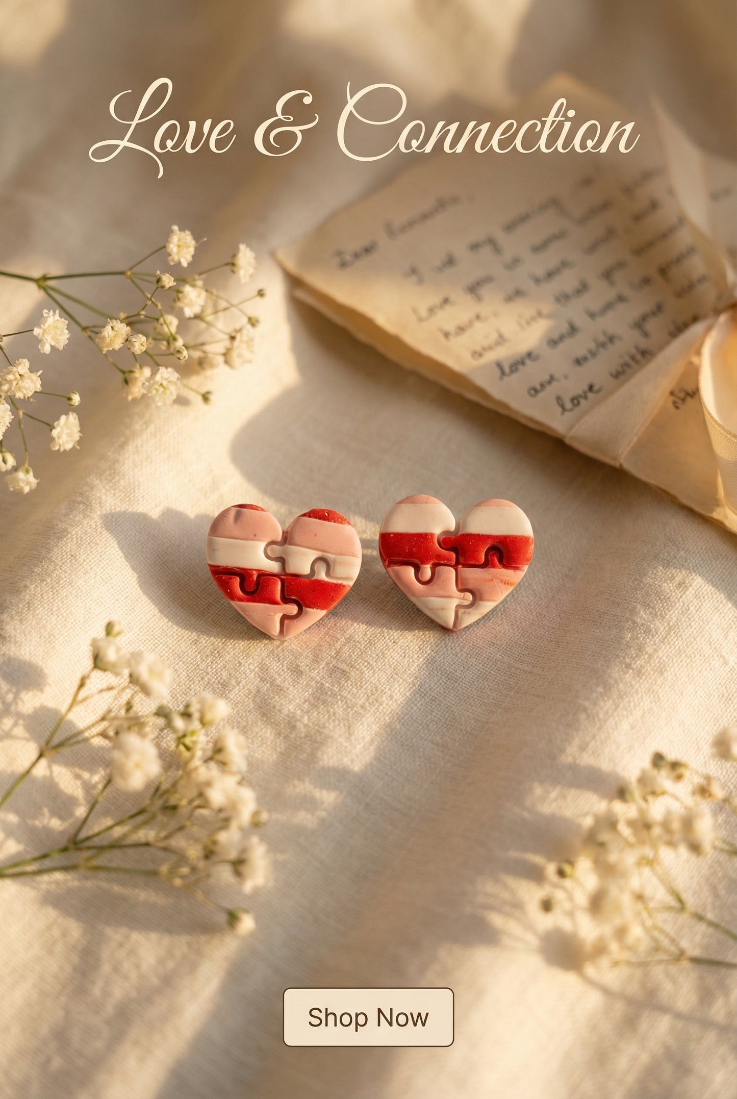 Striped Heart Puzzle Earrings