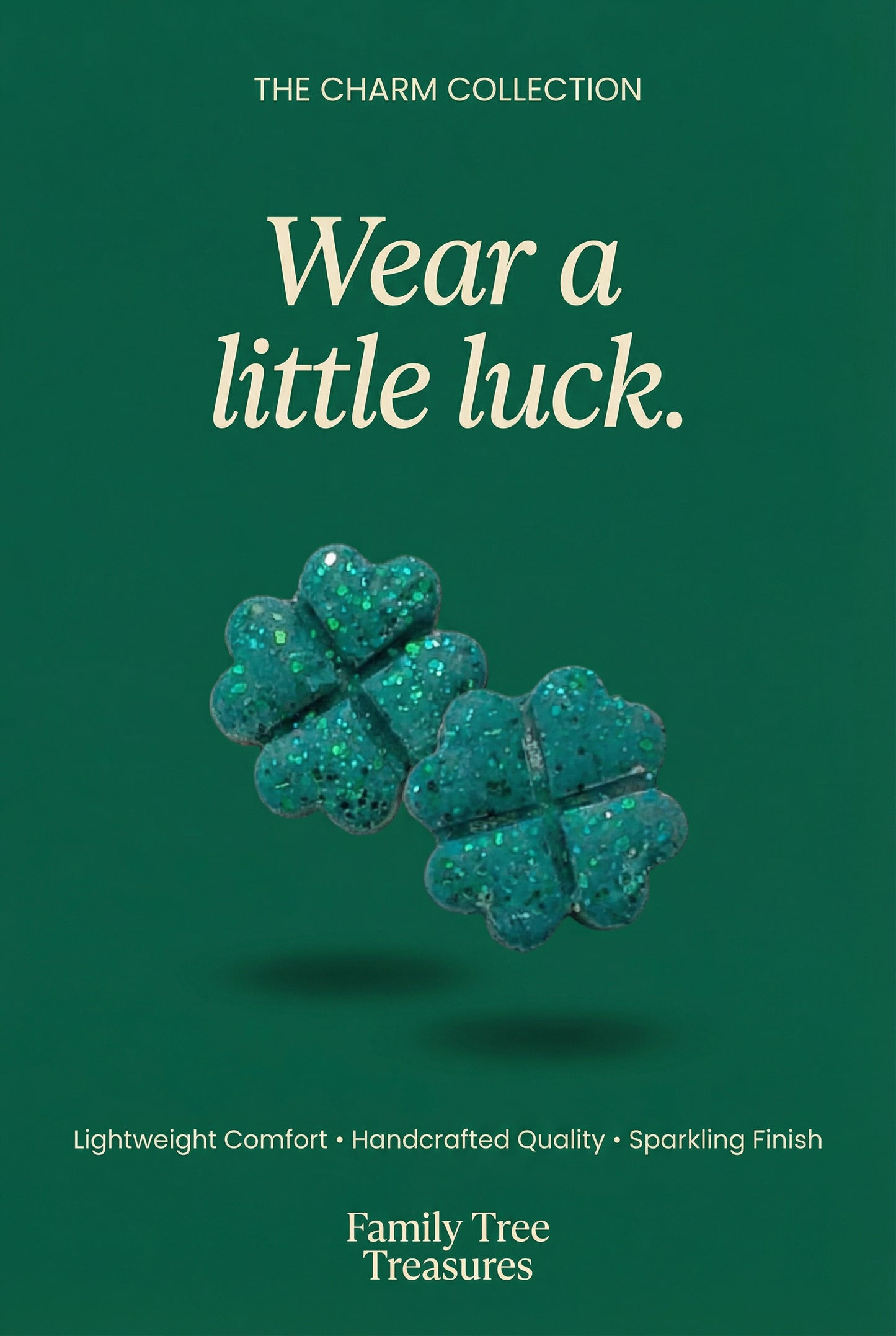 Green Glitter Shamrock Earrings — St. Patrick’s Day Collection