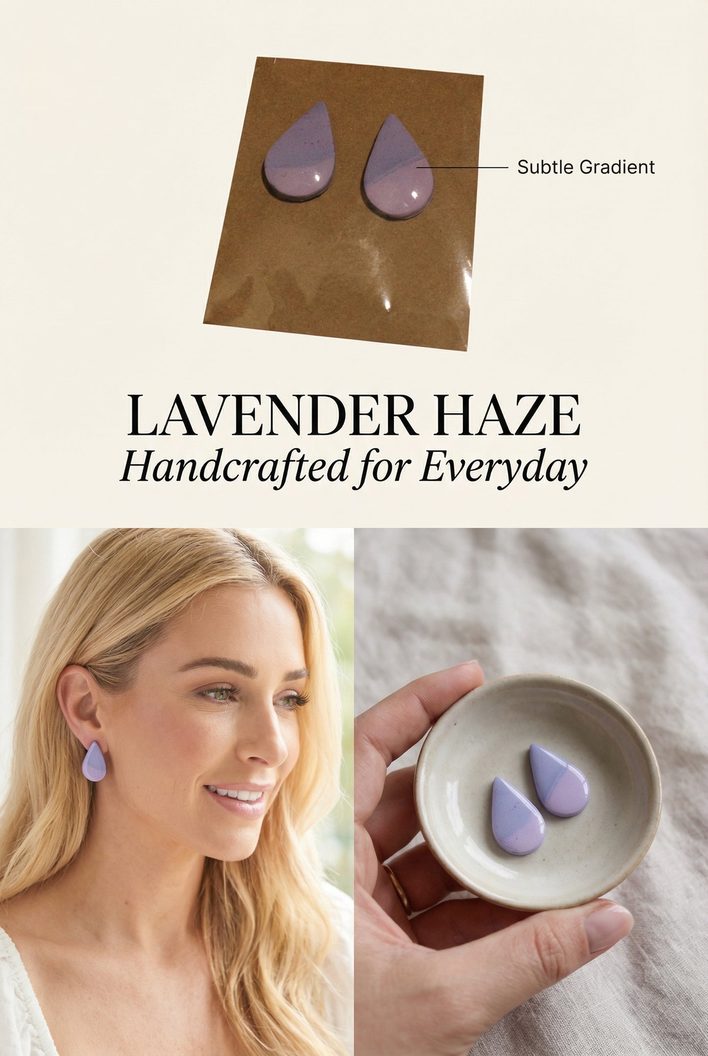 Lavender Haze Teardrop Stud Earrings
